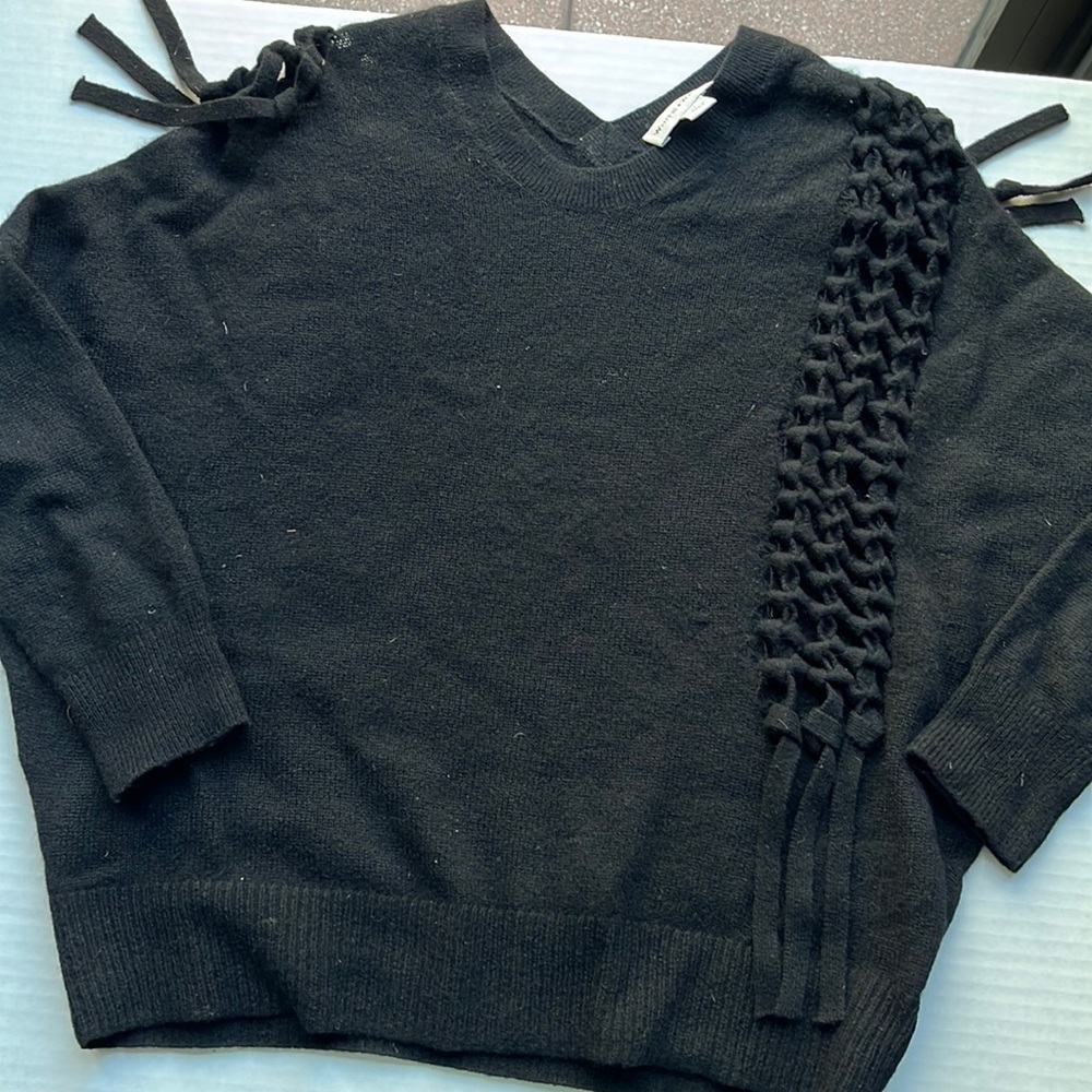 White and Warren black cashmere sweater
